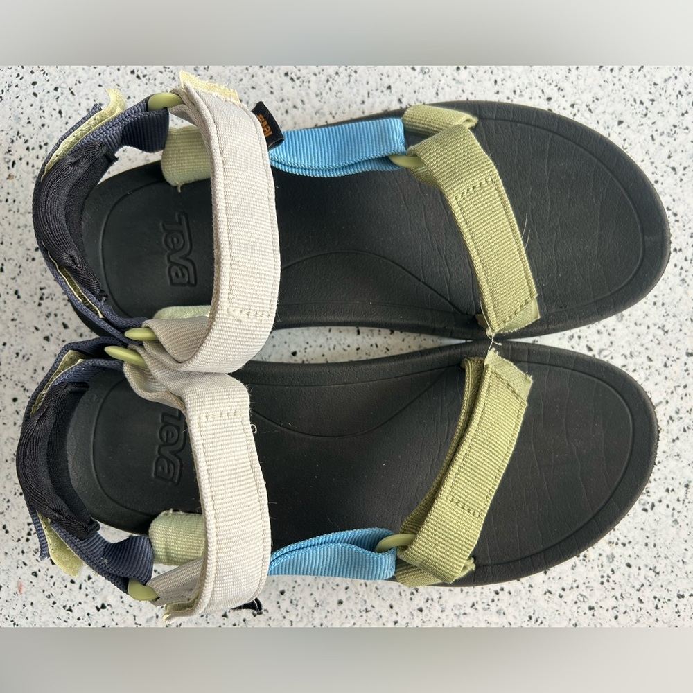 Teva Sandals with Blue and Cream Straps/ size 4